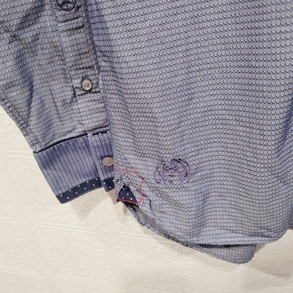 John Lennon By English LAUNDRY checked Blue Button Down M Euc - Picture 3 of 8